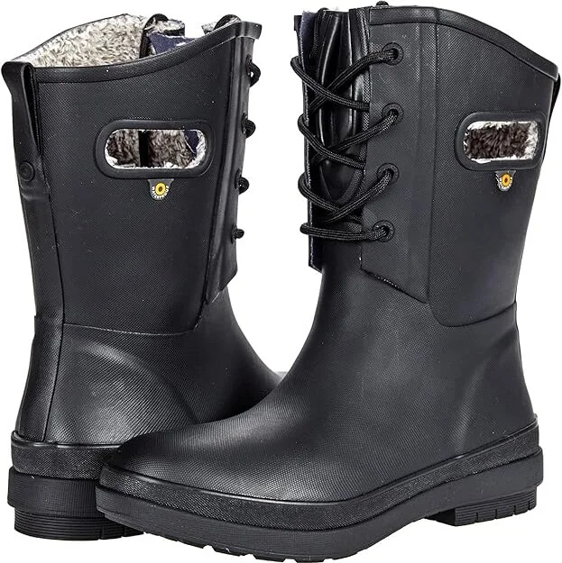Bogs Amanda Plush II Lace Women's Shoes Black : 6 B - Medium, Synthetic