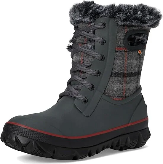 Bogs Arcata Cozy Plaid Women's Boots Dark Gray : 10 B - Medium, Faux Fur/Synthetic - Image 5