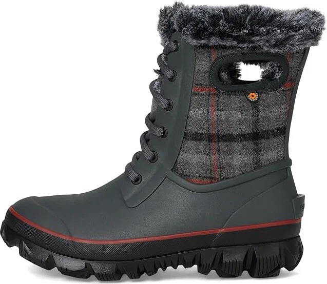 Bogs Arcata Cozy Plaid Women's Boots Dark Gray : 10 B - Medium, Faux Fur/Synthetic - Image 6