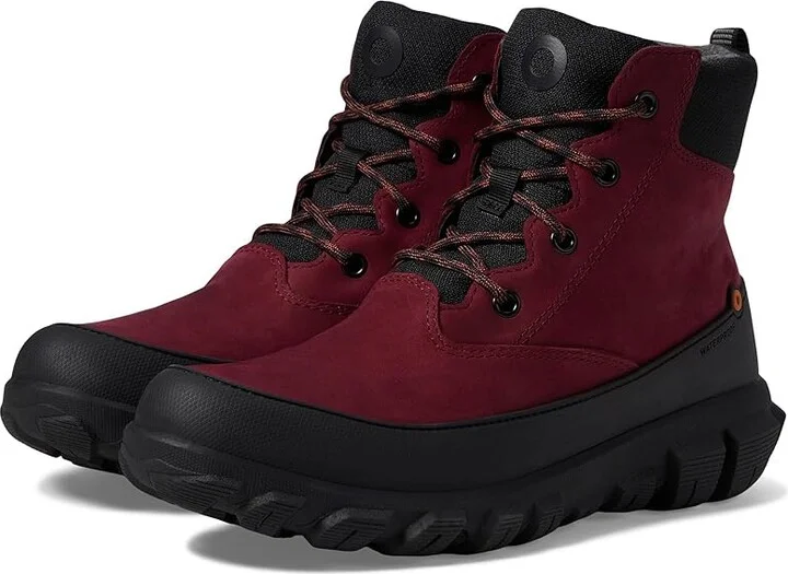 Bogs Cedar Mid Lace Women's Rain Boots Garnet : 6 M, Leather