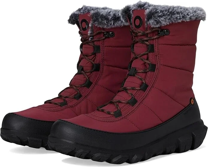 Bogs Cedar Quilt Lace Women's Snow Shoes Garnet : 6 M, Rubber