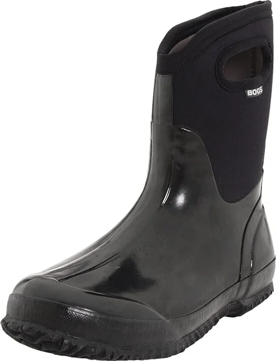 Bogs Classic Mid Handle Women's Waterproof Boots Black Shiny : 10 B - Medium, Rubber - Image 2