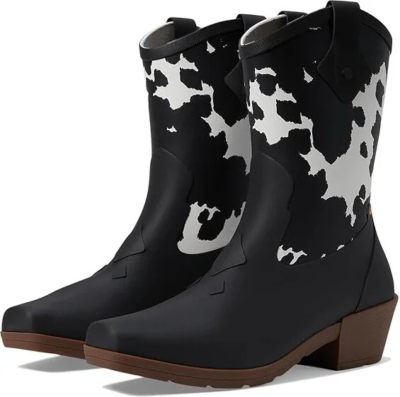 Bogs Jolene Mid Deco Women's Rain Boots Black/White : 6 M, Rubber