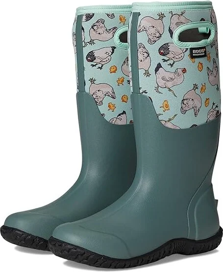 Bogs Mesa Chickens Women's Rain Boots Aqua : 6 M, Rubber