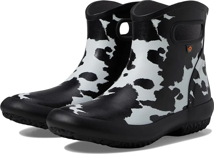 Bogs Patch Ankle - Cow Women's Boots Black/White : 6 B - Medium, Rubber