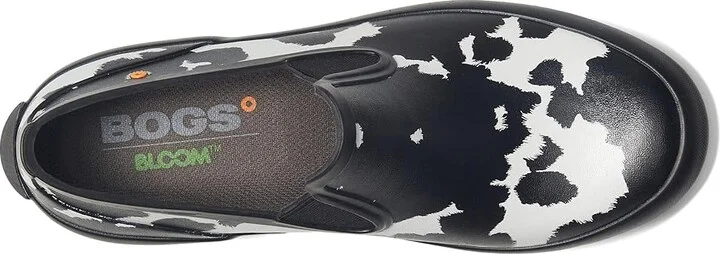 Bogs Patch Slip-On - Cow Women's Boots Black/White : 6 B - Medium, Rubber/Synthetic/Textile - Image 2