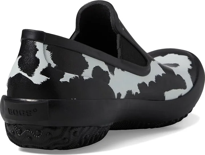 Bogs Patch Slip-On - Cow Women's Boots Black/White : 6 B - Medium, Rubber/Synthetic/Textile - Image 4
