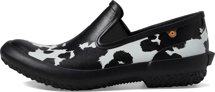 Bogs Patch Slip-On - Cow Women's Boots Black/White : 6 B - Medium, Rubber/Synthetic/Textile - Image 6