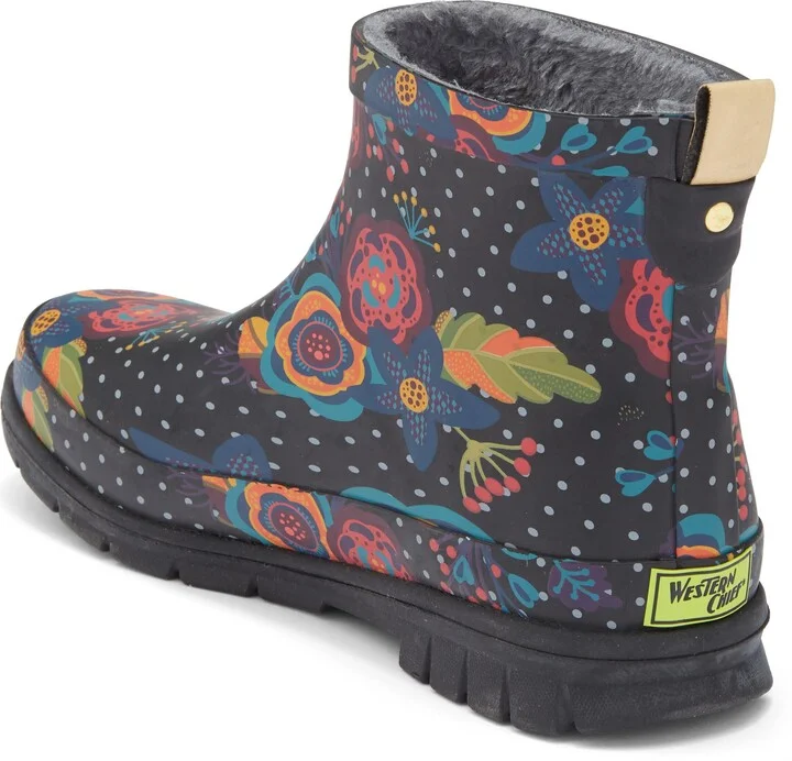Boho Bloom Faux Fur Lined Short Rain Boot - Image 2