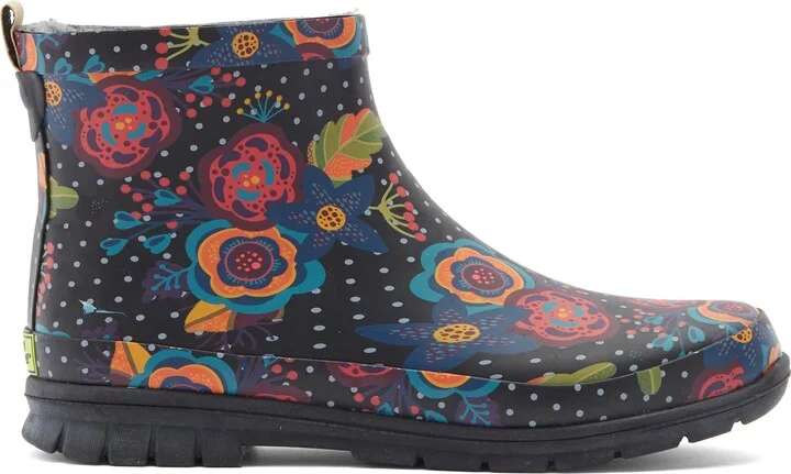 Boho Bloom Faux Fur Lined Short Rain Boot - Image 4
