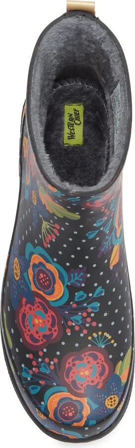 Boho Bloom Faux Fur Lined Short Rain Boot - Image 5