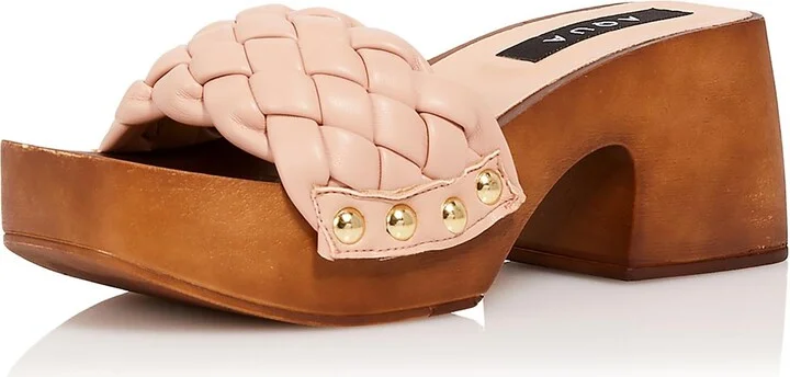 Boho Womens Woven Faux Leather Platform Sandals