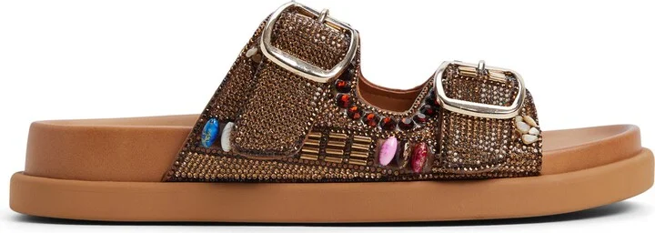 Bohochic Beaded Metallic Two-Strap Sandal - Image 4