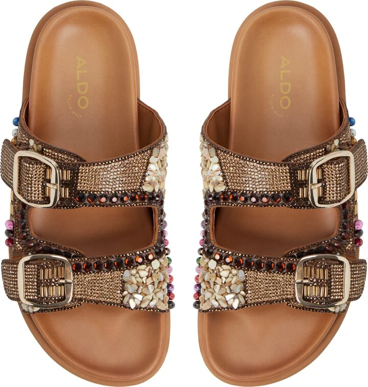 Bohochic Beaded Metallic Two-Strap Sandal - Image 5