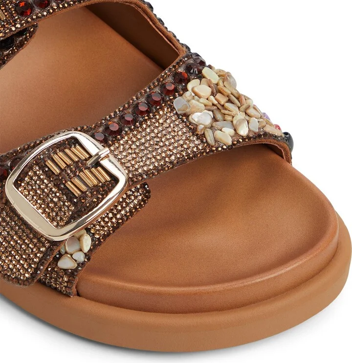 Bohochic Beaded Metallic Two-Strap Sandal - Image 6