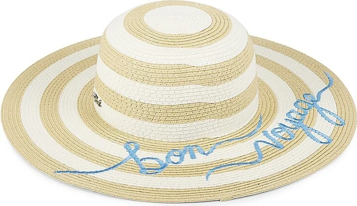Bon Voyage Embroidered Wide-Brim Sunhat