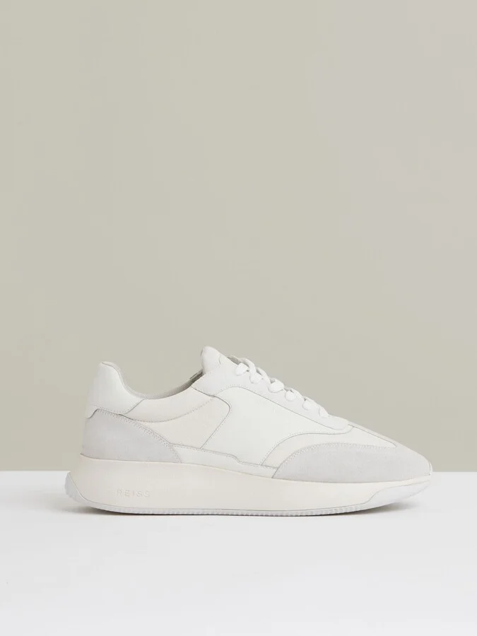 Bonded-leather Suede Running Trainers
