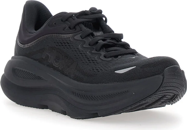 'bondi 9' Black Low Top Sneakers With Maxi Logo Lettering On The Side In Tech Fabric Unisex - Image 2