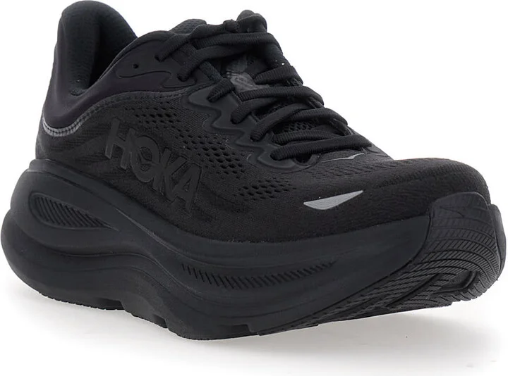 'bondi 9' Black Low Top Sneakers With Maxi Logo Lettering On The Side In Tech Fabric Unisex - Image 2