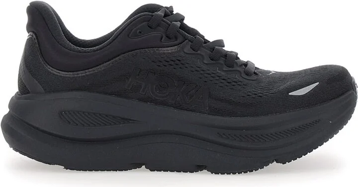 'bondi 9' Black Low Top Sneakers With Maxi Logo Lettering On The Side In Tech Fabric Unisex
