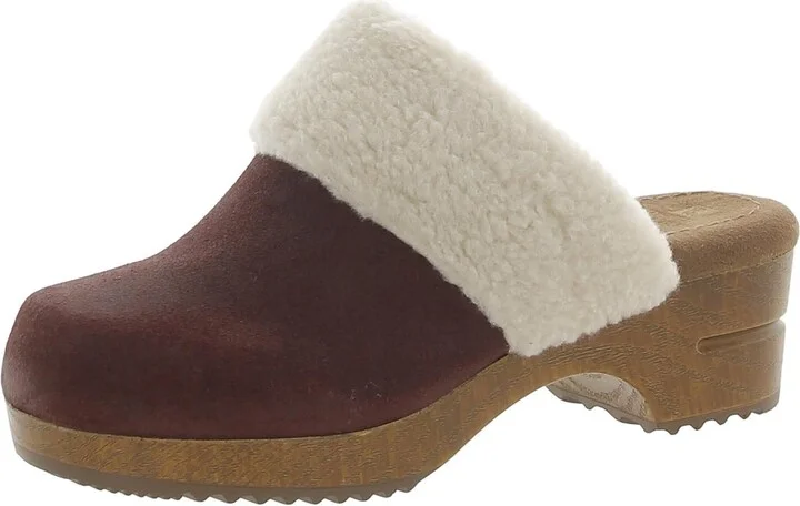 Bonus Womens Suede Faux Fur Clogs