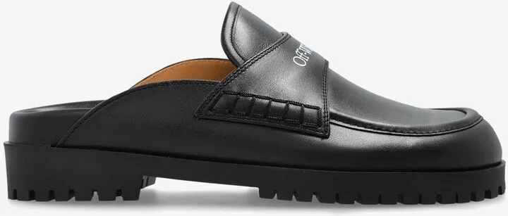 Bookish Logo Leather Flat Mules
