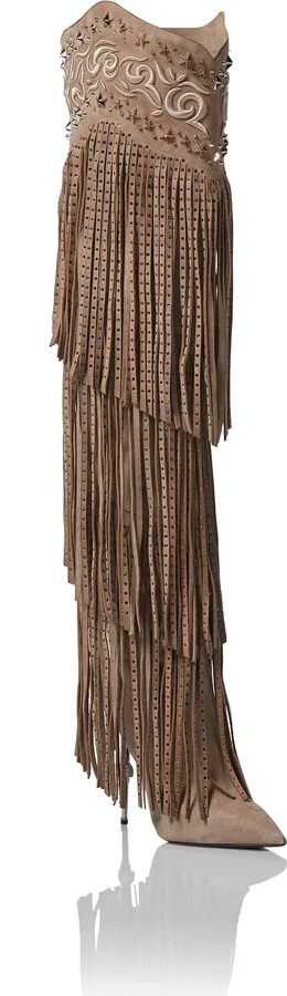 Boots High Heels High Fringe