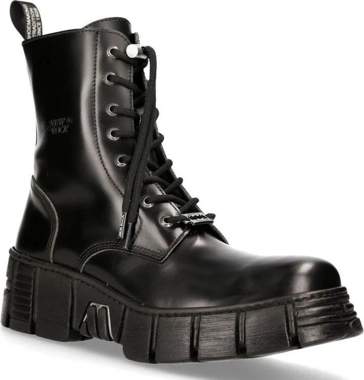 Boots Leather Ankle Tower Biker Boots-M-WALL026N-C5