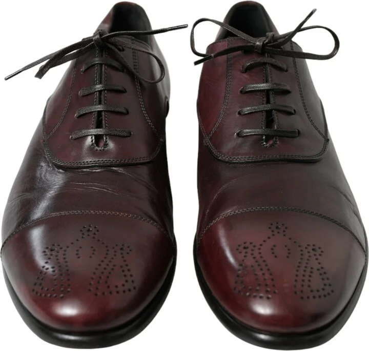 Bordeaux Leather Men Formal Derby Dress Men's Shoes - Image 2