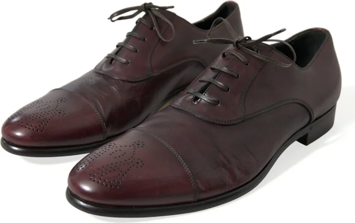 Bordeaux Leather Men Formal Derby Dress Men's Shoes - Image 3