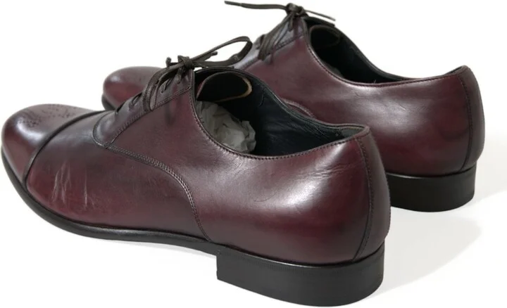 Bordeaux Leather Men Formal Derby Dress Men's Shoes - Image 4