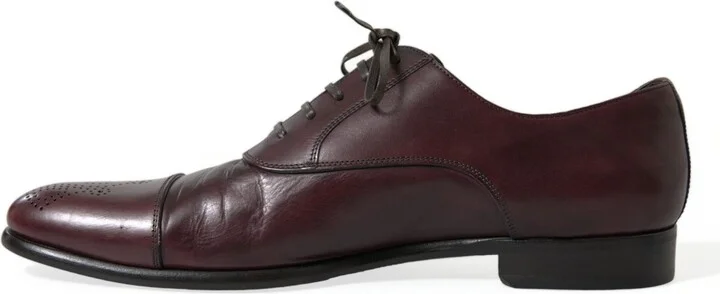 Bordeaux Leather Men Formal Derby Dress Men's Shoes - Image 5