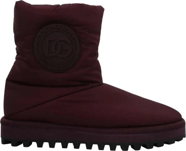 Bordeaux Nylon Boots Padded Mid Men's Shoes