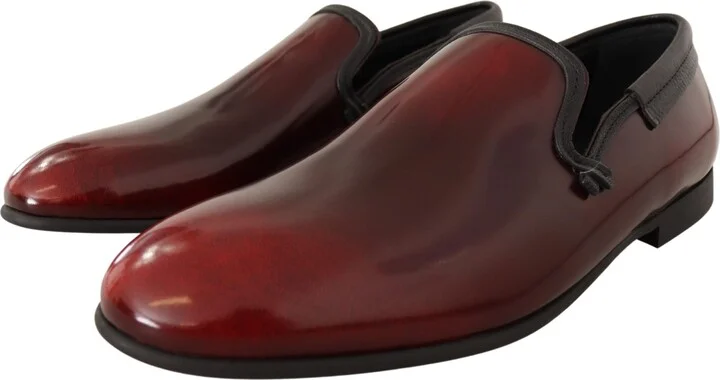Bordeaux Patent Leather Dress Loafers Men's Shoes - Image 5