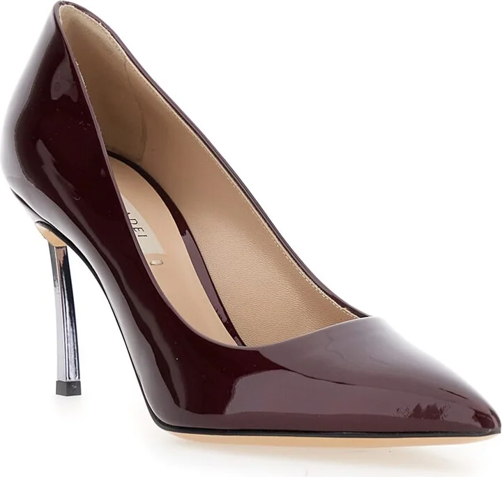 Bordeaux Pumps With High Stiletto Heel In Patent Leather Woman - Image 2