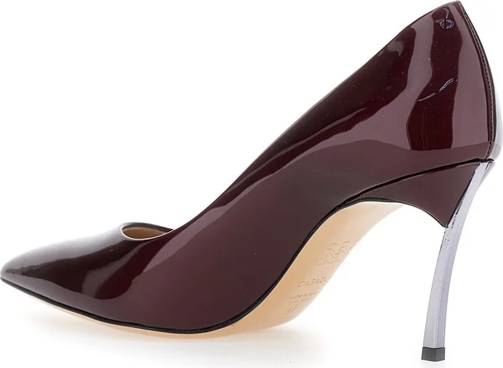 Bordeaux Pumps With High Stiletto Heel In Patent Leather Woman - Image 3