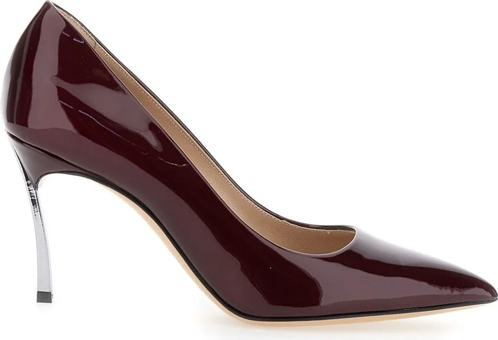 Bordeaux Pumps With High Stiletto Heel In Patent Leather Woman