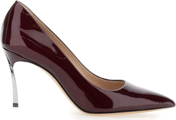 Bordeaux Pumps With High Stiletto Heel In Patent Leather Woman