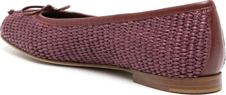 Bordeaux Red Woven Ballerina Shoes - Image 3
