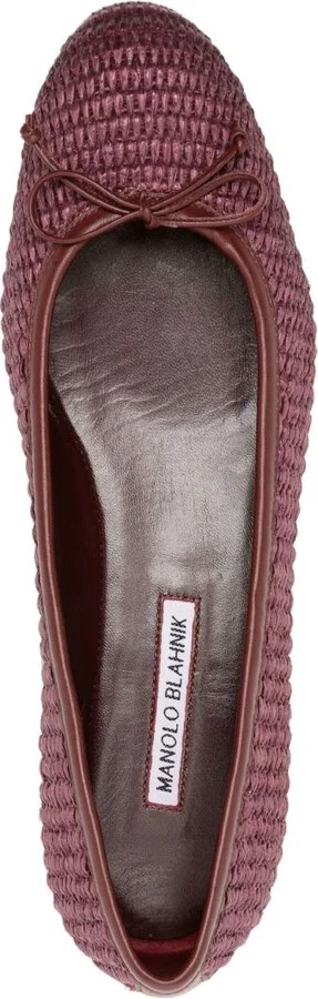 Bordeaux Red Woven Ballerina Shoes - Image 4