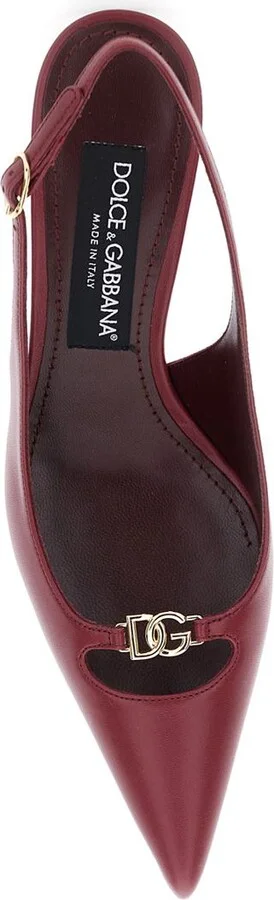 Bordeaux Slingback Pumps With Medium Stiletto Heel And Logo Plaque On The Front In Patent Leather Woman - Image 4