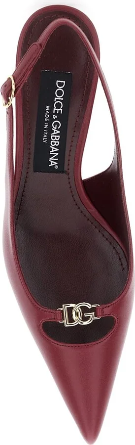 Bordeaux Slingback Pumps With Medium Stiletto Heel And Logo Plaque On The Front In Patent Leather Woman - Image 4
