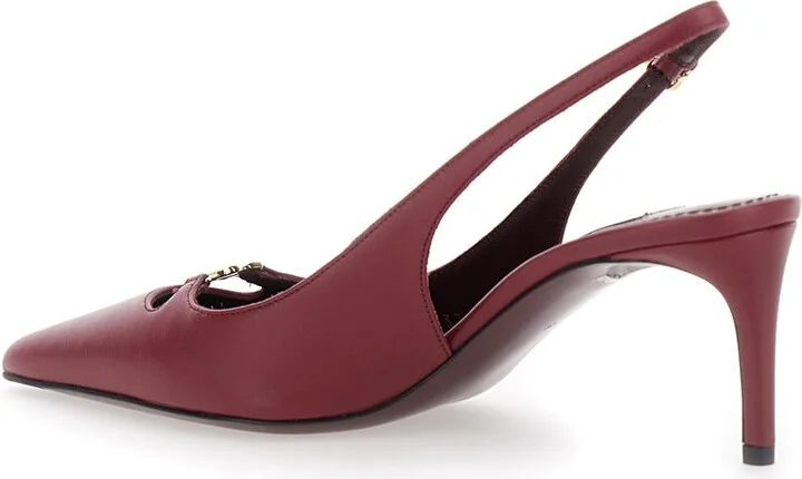 Bordeaux Slingback Pumps With Medium Stiletto Heel And Logo Plaque On The Front In Patent Leather Woman - Image 3