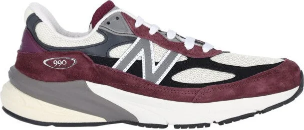 Bordeaux Suede And Mesh Sneakers With Iconic Logo