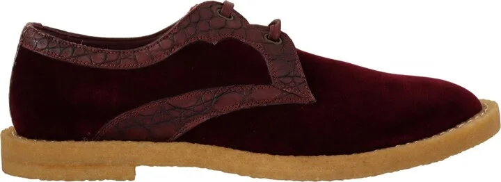 Bordeaux Velvet Exotic Leather Men's Shoes