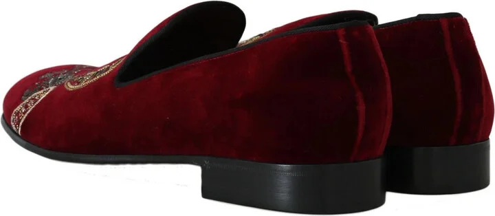 Bordeaux Velvet Loafers Gun Horseshoe Men's Shoes - Image 2