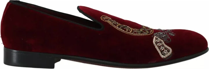 Bordeaux Velvet Loafers Gun Horseshoe Men's Shoes