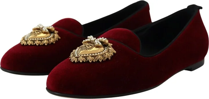 Bordeaux Velvet Slip-On Loafers Flats Women's Shoes - Image 2