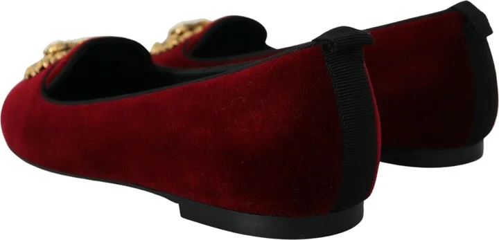 Bordeaux Velvet Slip-On Loafers Flats Women's Shoes - Image 3