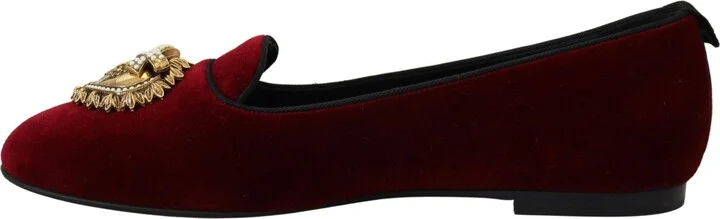 Bordeaux Velvet Slip-On Loafers Flats Women's Shoes - Image 4